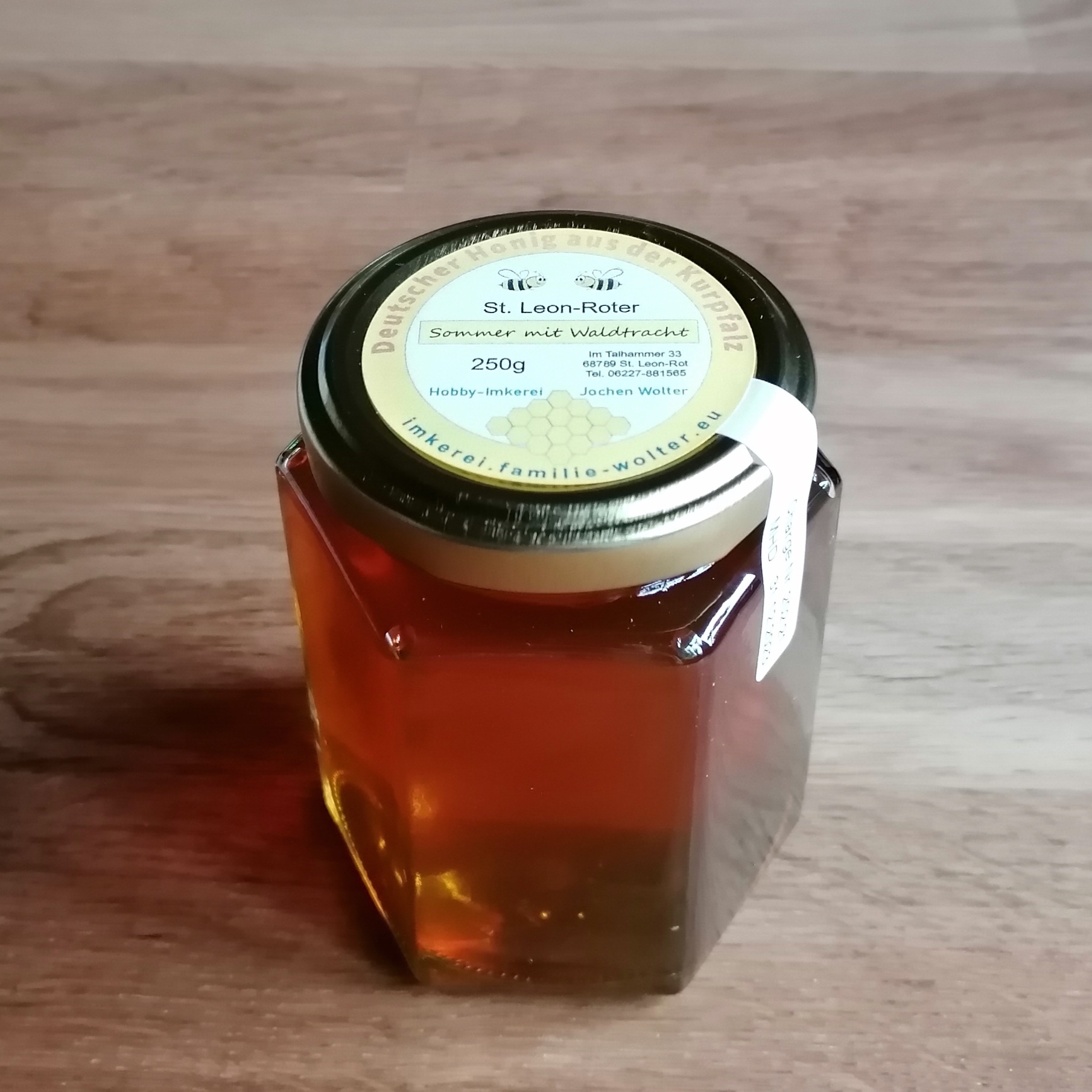 Honig im Sechseckglas